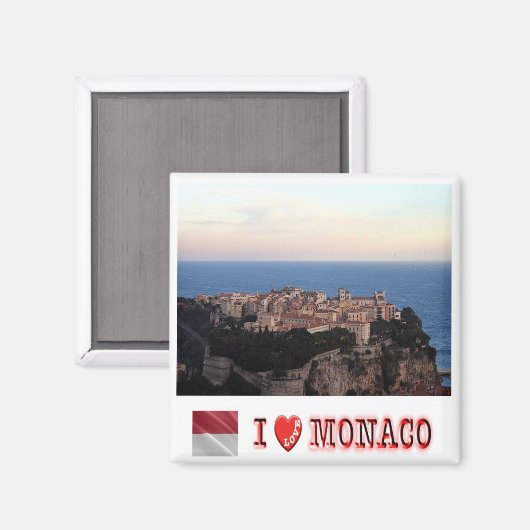 zMC024 VILLE MONACO wiew en "I LIEFT", vriend Magneet (Voorkant / Achterkant)