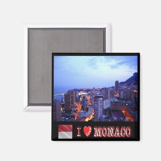 zMC031 MONACO "I Love", Fridge Magneet (Voorkant / Achterkant)