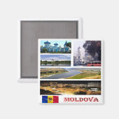 ZMD005 MOLDOVA collage mozaïek, Europa, Fridge Magneet (Voorkant / Achterkant)