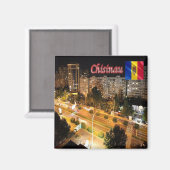 zMD009 CHISINAU Town by Night, Moldavië, Fridge Magneet (Voorkant / Achterkant)