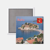 zME019 BUDVA SVETI STEFAN, Montenegro, Fridge Magneet (Voorkant / Achterkant)