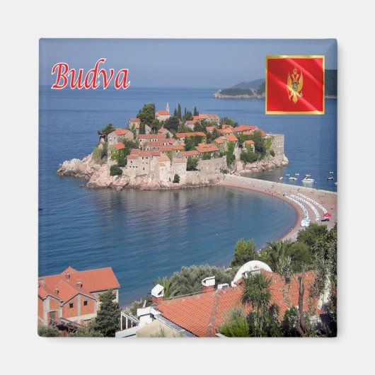 zME019 BUDVA SVETI STEFAN, Montenegro, Fridge Magneet (Voorkant)