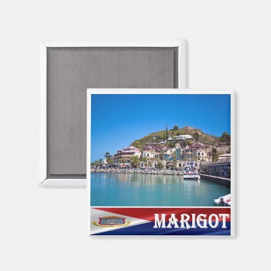 zMF008 MARIGOT, Saint Martin, Amerika, Fridge Magneet (Voorkant / Achterkant)
