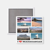 zMG013 MADAGASCAR I Love, Mosaic, Africa, Fridge Magneet (Voorkant / Achterkant)