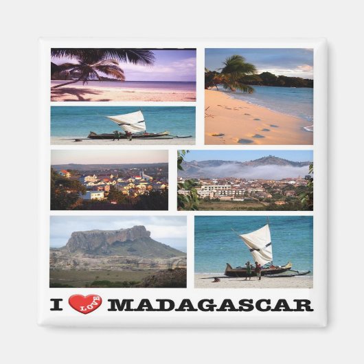zMG013 MADAGASCAR I Love, Mosaic, Africa, Fridge Magneet (Voorkant)