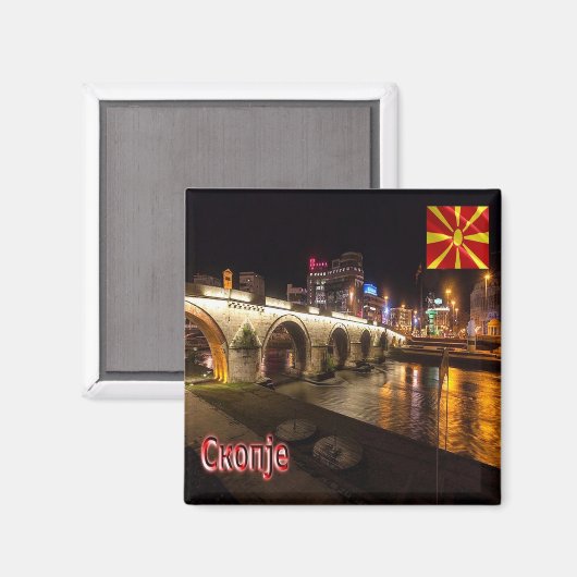 ZMK006 SKOPJE-brug Vardar, Fridge Magneet (Voorkant / Achterkant)