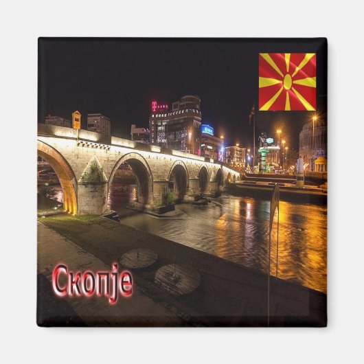 ZMK006 SKOPJE-brug Vardar, Fridge Magneet (Voorkant)