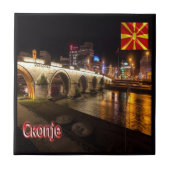 zMK006 SKOPJE brug Vardar, Tegeltje (Voorkant)