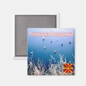 ZMK010 Lake OHRID, Noord-Macedonië, Fridge Magneet (Voorkant / Achterkant)