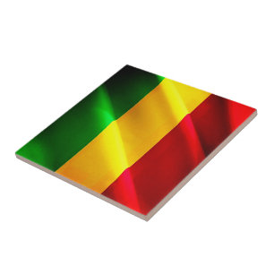 zML002 MALI, Zwaaiende Vlag, Afrika, Tegeltje