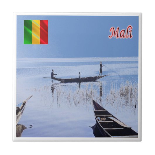 zML009 MALI, meer van Sélingué, Afrika, Tegeltje (Voorkant)