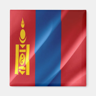 zMN002 zwaaiende Mongoolse VLAG Mongolië, Magneet