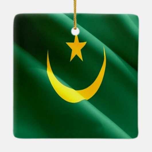 zMR002 MAURITANIË, Zwaaiende Vlag, Afrika, Keramisch Ornament (Achterkant)