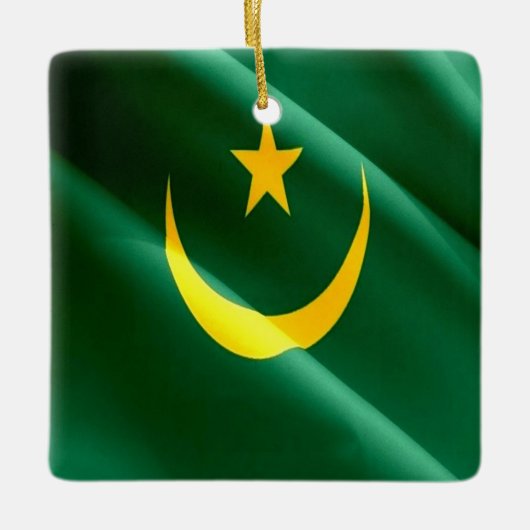 zMR002 MAURITANIË, Zwaaiende Vlag, Afrika, Keramisch Ornament (Voorkant)