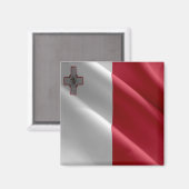 zMT002 MALTESE waving FLAG Malta, Fridge Magneet (Voorkant / Achterkant)