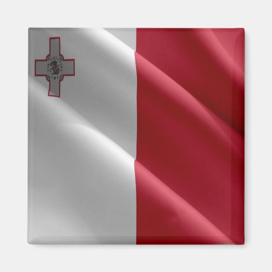 zMT002 MALTESE waving FLAG Malta, Fridge Magneet (Voorkant)