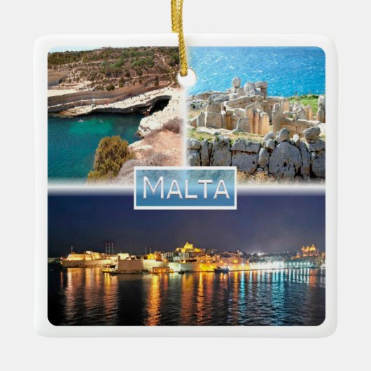 zMT003 PETER D POOL MNAJDRA BY NACHT Malta, Keramisch Ornament (Voorkant)