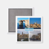 zMT004 LA VALLETTA SKYLINE, Malta, Fridge Magnet (Voorkant / Achterkant)