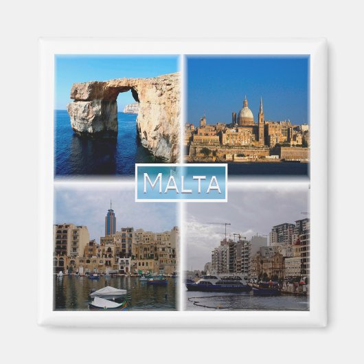 zMT004 LA VALLETTA SKYLINE, Malta, Fridge Magnet (Voorkant)