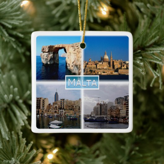 zMT004 LA VALLETTA SKYLINE, Malta, Keramisch Ornament (Boom)