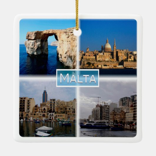 zMT004 LA VALLETTA SKYLINE, Malta, Keramisch Ornament (Achterkant)