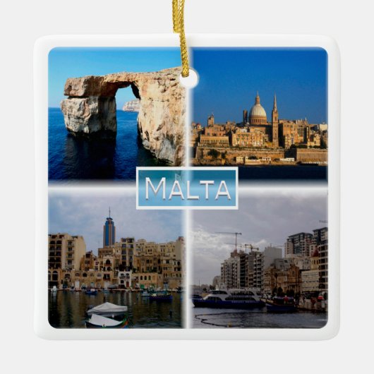 zMT004 LA VALLETTA SKYLINE, Malta, Keramisch Ornament (Voorkant)