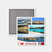 zMT007 MALTA "I Love", Fridge Magneet (Voorkant / Achterkant)