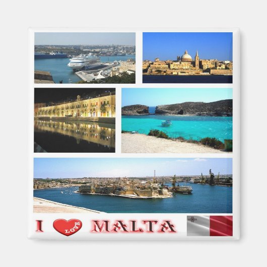 zMT007 MALTA "I Love", Fridge Magneet (Voorkant)