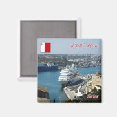 zMT014 IL BELT Harbour VALLETTA, Malta, Koelkast Magneet (Voorkant / Achterkant)