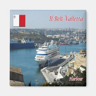 zMT014 IL BELT Harbour VALLETTA, Malta, Koelkast Magneet