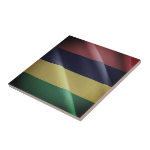 zMU002 MAURITIUS, Zwaaiende Vlag, Afrika, Tegeltje