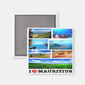 zMU021 MAURITIUS I Love, Mosaic, Africa, Fridge Magneet (Voorkant / Achterkant)