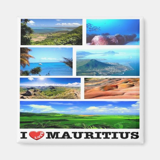zMU021 MAURITIUS I Love, Mosaic, Africa, Fridge Magneet (Voorkant)