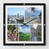zMU022 PORT LOUIS, Mosaic, Afrika, Vierkante Klok (Voorkant)
