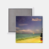 ZMV012-MOONLIT strand, Maldiven, Azië, Fridge Magneet (Voorkant / Achterkant)