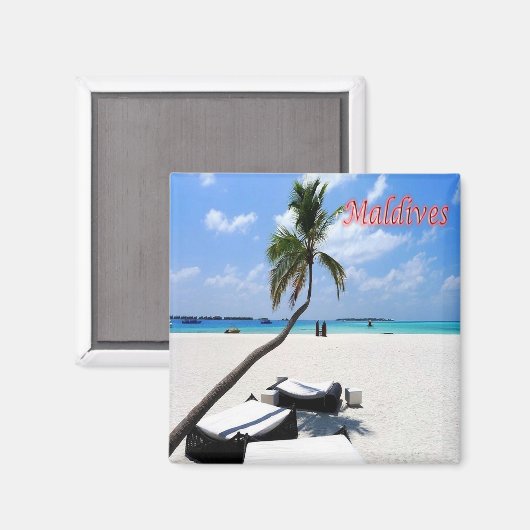zMV013 hoofdstrand, Malediven, Azië, Fridge Magneet (Voorkant / Achterkant)