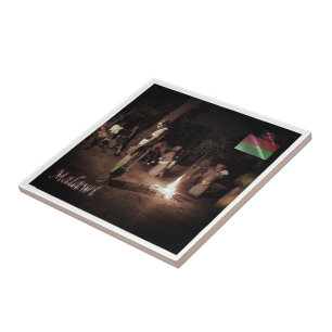 zMW003 MALAWI, Folkloristische Dans, Afrika, Tegeltje