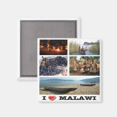 zMW009 MALAWI I Love, Mosaic, Africa, Fridge Magneet (Voorkant / Achterkant)