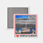 zMX006 ZIHUATANEJO I Love, Mosaic, Mexico, Fridge Magneet (Voorkant / Achterkant)