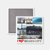zMX008 mosaic of MEXICO CITY I Love, Fridge Magneet (Voorkant / Achterkant)