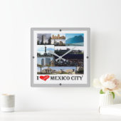 zMX008 mozaïek van MEXICO CITY I Love, Vierkante Klok (Huis)