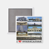 zMX017 GUADALAJARA I Love, Mosaic, Mexico, Fridge Magneet (Voorkant / Achterkant)
