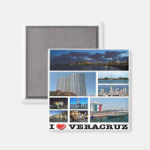 zMX021 VERACRUZ I Love, Mosaic, Mexico, Fridge Magneet (Voorkant / Achterkant)