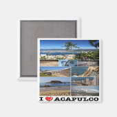zMX022 ACAPULCO, I Love, Mosaic, Mexico, Fridge Magneet (Voorkant / Achterkant)