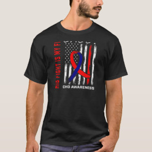 Z'n Fight CHD Awareness papa pa American Flag Ba T-shirt
