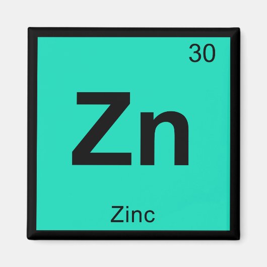 Zn - Zinkscheikunde - Periodieke Tabel Symbool Ele Magneet (Voorkant)