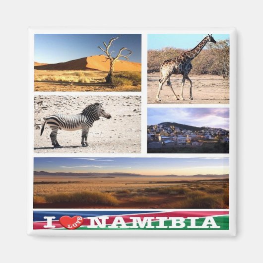 zNA007 NAMIBIA I Love, Mosaic, Africa, Fridge Magneet (Voorkant)