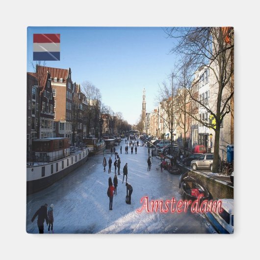 zNL007 AMSTERDAM panorama, Nederland, Fridge Magneet (Voorkant)