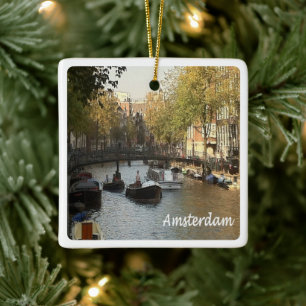 zNL017 AMSTERDAM bevaarbaar kanaal, Keramisch Ornament
