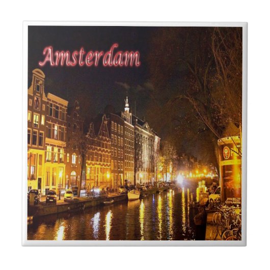 zNL018 AMSTERDAM landschapsnacht, Holland, Tegeltje (Voorkant)